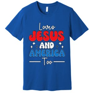 Loves Jesus And America Too For USA Patriotic Christians Premium T-Shirt