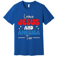 Loves Jesus And America Too For USA Patriotic Christians Premium T-Shirt