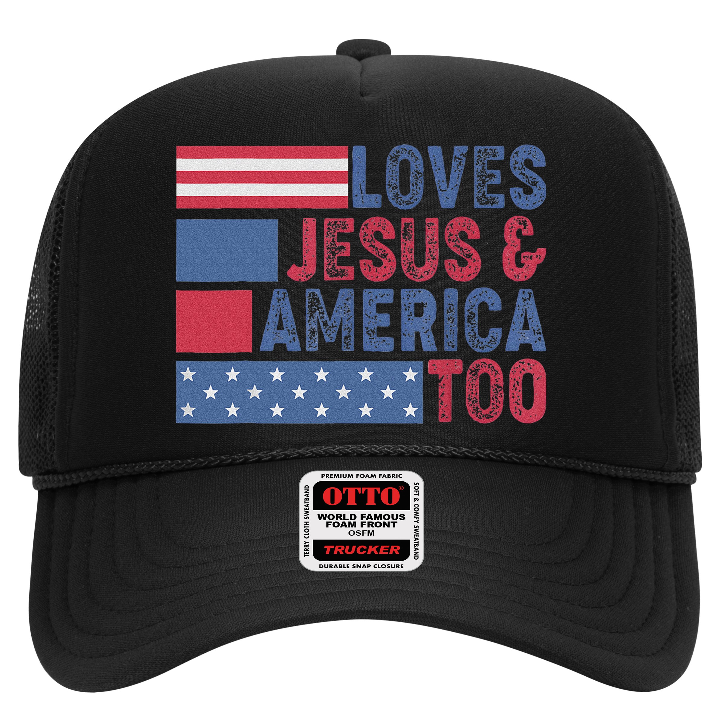 Loves Jesus & America Too Christ 4th Of July American Flag Gift Hat