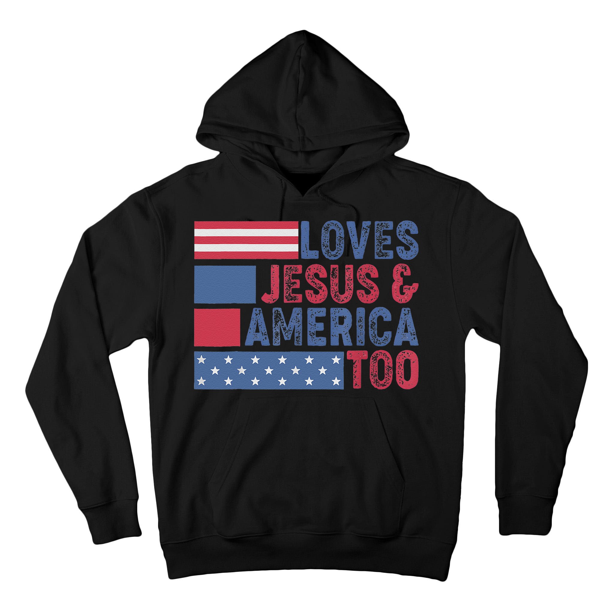 Loves Jesus & America Too Christ 4th Of July American Flag Gift Tall Hoodie