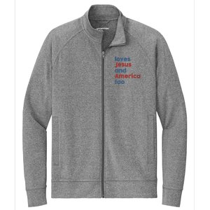 Loves Jesus And America Too Patriotic Christian Stretch Full-Zip Cadet Jacket