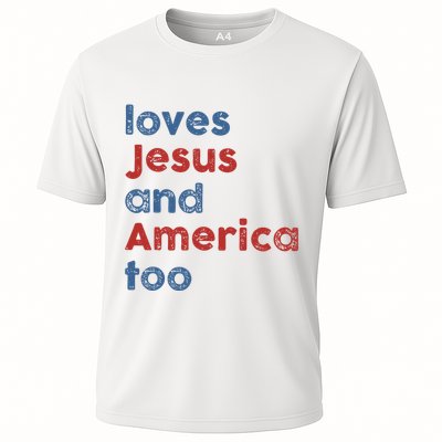 Loves Jesus And America Too Patriotic Christian Performance Shirt