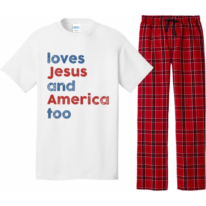 Loves Jesus And America Too Patriotic Christian Pajama Set