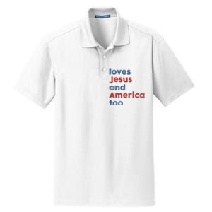 Loves Jesus And America Too Patriotic Christian Dry Zone Grid Polo