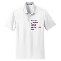 Loves Jesus And America Too Patriotic Christian Dry Zone Grid Polo