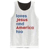 Loves Jesus And America Too Patriotic Christian Mesh Reversible Basketball Jersey Tank