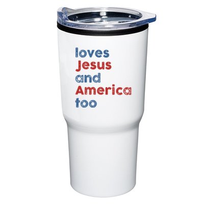 Loves Jesus And America Too Patriotic Christian Tumbler