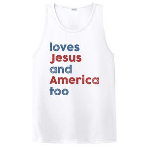 Loves Jesus And America Too Patriotic Christian PosiCharge Competitor Tank