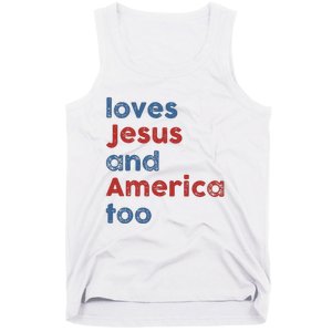 Loves Jesus And America Too Patriotic Christian Tank Top