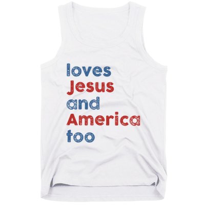 Loves Jesus And America Too Patriotic Christian Tank Top