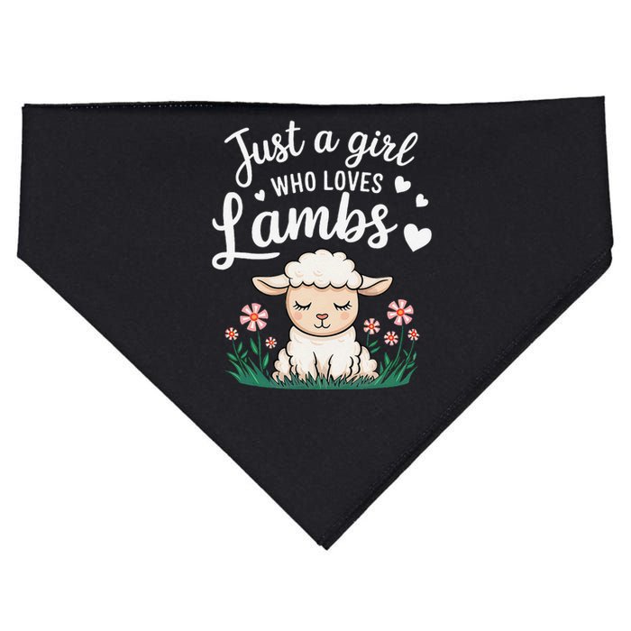 Lamb Just A Girl Who Loves Lambs Cute Animals Lover USA-Made Doggie Bandana