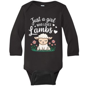 Lamb Just A Girl Who Loves Lambs Cute Animals Lover Baby Long Sleeve Bodysuit