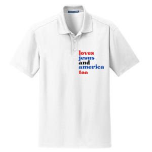 Loves Jesus and America Too Patriotic Proud Dry Zone Grid Polo