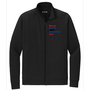 Loves Jesus And America Too 4th Of July Stretch Full-Zip Cadet Jacket