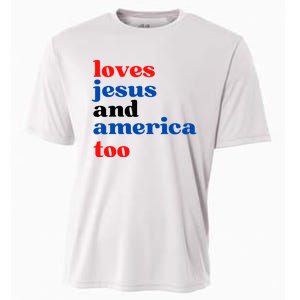 Loves Jesus And America Too 4th Of July Cooling Performance Crew T-Shirt