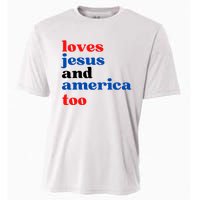 Loves Jesus And America Too 4th Of July Cooling Performance Crew T-Shirt