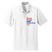 Loves Jesus And America Too 4th Of July Dry Zone Grid Polo