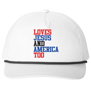 Loves Jesus And America Too 4th Of July Snapback Five-Panel Rope Hat