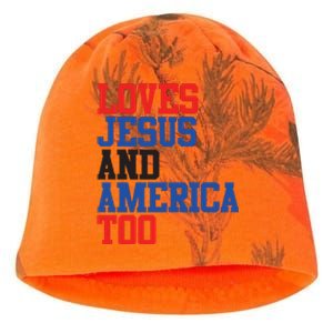 Loves Jesus And America Too 4th Of July Kati - Camo Knit Beanie