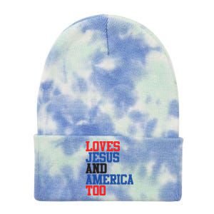 Loves Jesus And America Too 4th Of July Tie Dye 12in Knit Beanie