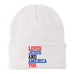 Loves Jesus And America Too 4th Of July Knit Cap Winter Beanie