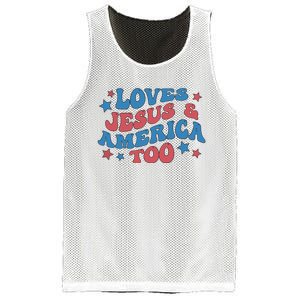 Loves Jesus And America Too Groovy 4th Of July Mesh Reversible Basketball Jersey Tank