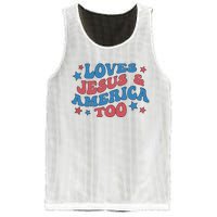 Loves Jesus And America Too Groovy 4th Of July Mesh Reversible Basketball Jersey Tank