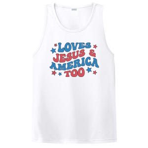 Loves Jesus And America Too Groovy 4th Of July PosiCharge Competitor Tank