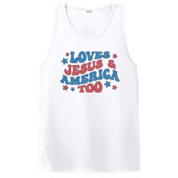 Loves Jesus And America Too Groovy 4th Of July PosiCharge Competitor Tank