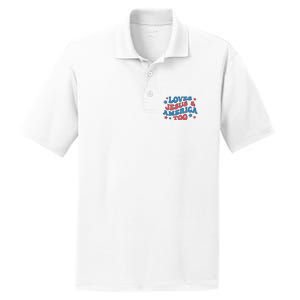 Loves Jesus And America Too Groovy 4th Of July PosiCharge RacerMesh Polo