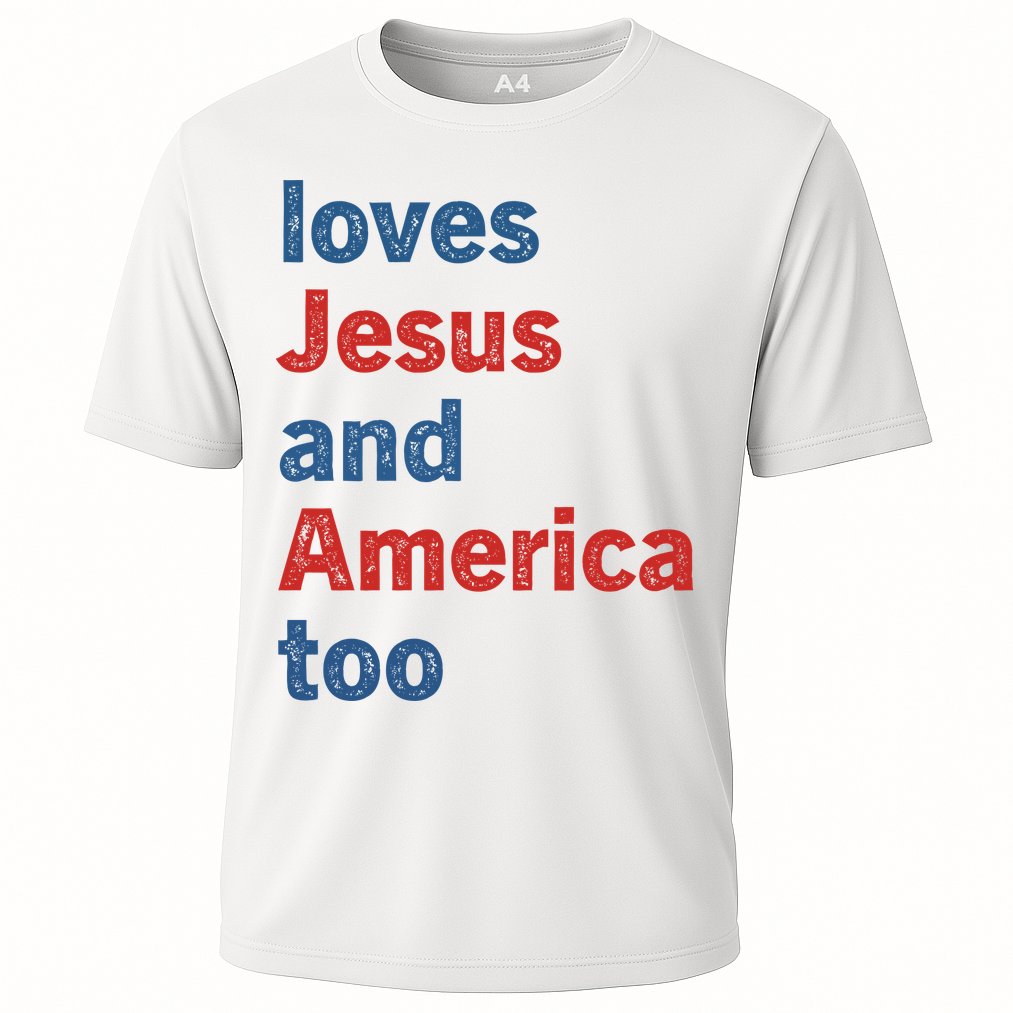 Loves Jesus And America Too Cooling Performance Crew T-Shirt