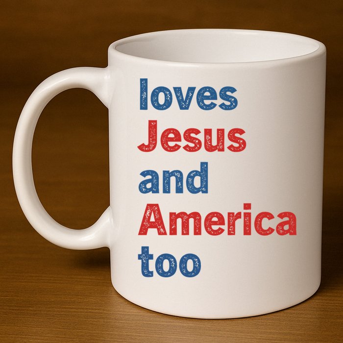Loves Jesus And America Too 11oz C Handle Ceramic Mug