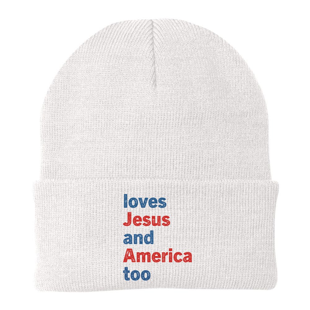 Loves Jesus And America Too Beanie