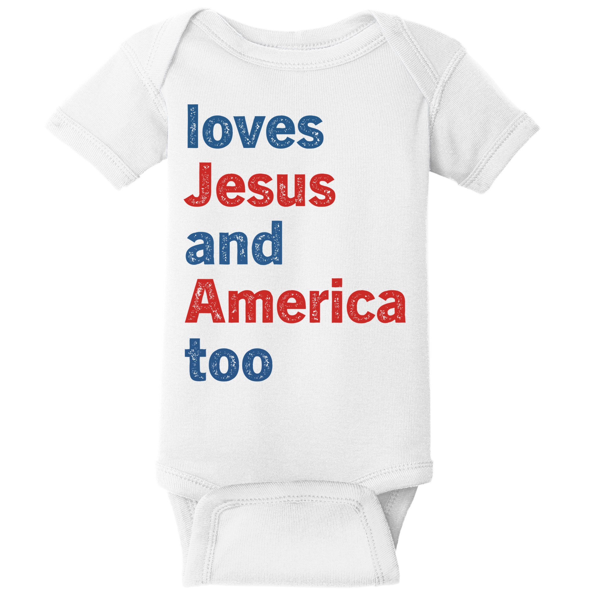 Loves Jesus And America Too Baby Bodysuit