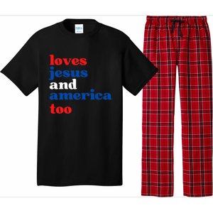 Loves Jesus And America Patriotic 4th Of July Independence Day Pajama Set