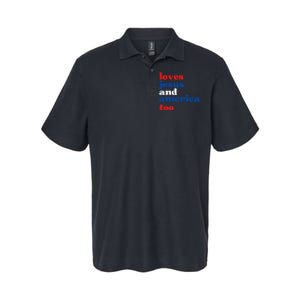 Loves Jesus And America Patriotic 4th Of July Independence Day Softstyle Adult Sport Polo