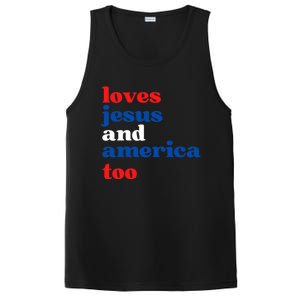 Loves Jesus And America Patriotic 4th Of July Independence Day PosiCharge Competitor Tank