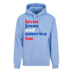 Loves Jesus And America Patriotic 4th Of July Independence Day Unisex Surf Hoodie