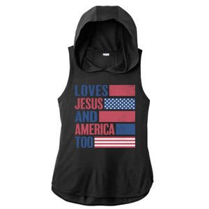 Love Jesus America Too Ladies PosiCharge Tri-Blend Wicking Draft Hoodie Tank