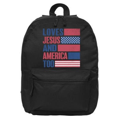 Love Jesus America Too 16 in Basic Backpack