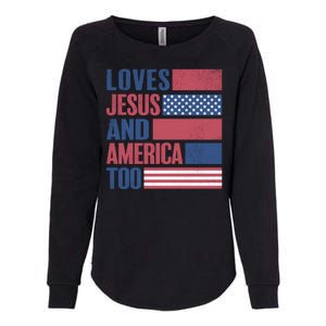 Love Jesus America Too Womens California Wash Sweatshirt