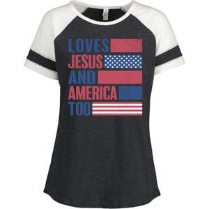 Love Jesus America Too Enza Ladies Jersey Colorblock Tee