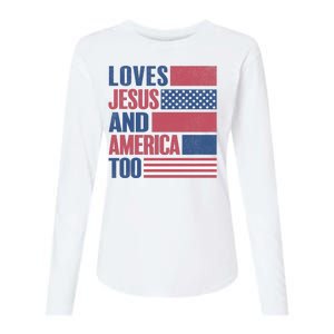 Love Jesus America Too Womens Cotton Relaxed Long Sleeve T-Shirt