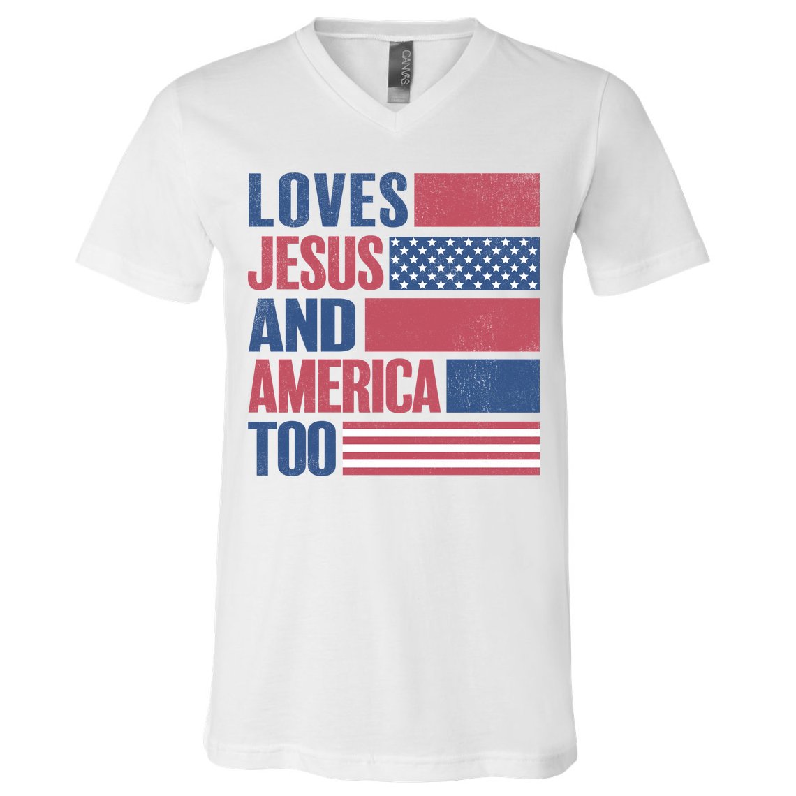 Love Jesus America Too V-Neck T-Shirt