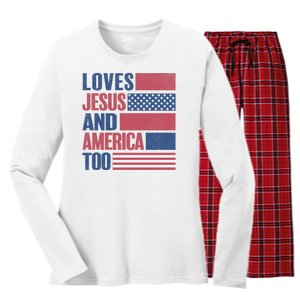 Love Jesus America Too Women's Long Sleeve Flannel Pajama Set 