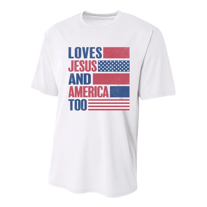 Love Jesus America Too Youth Performance Sprint T-Shirt