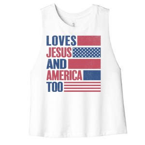 Love Jesus America Too Women's Racerback Cropped Tank