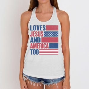 Love Jesus America Too Women's Knotted Racerback Tank