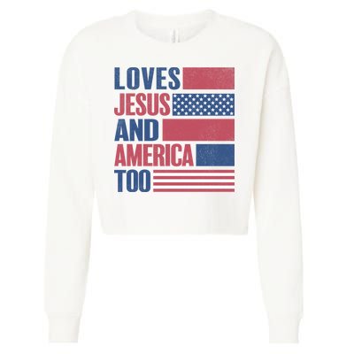 Love Jesus America Too Cropped Pullover Crew