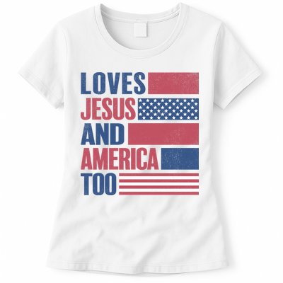 Love Jesus America Too Womens T-Shirt